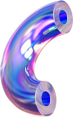 Leinwandbilder - Holographic geometric shape isolated on transparent background. 3D rendering