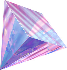 Leinwandbilder - Holographic geometric shape isolated on transparent background. 3D rendering