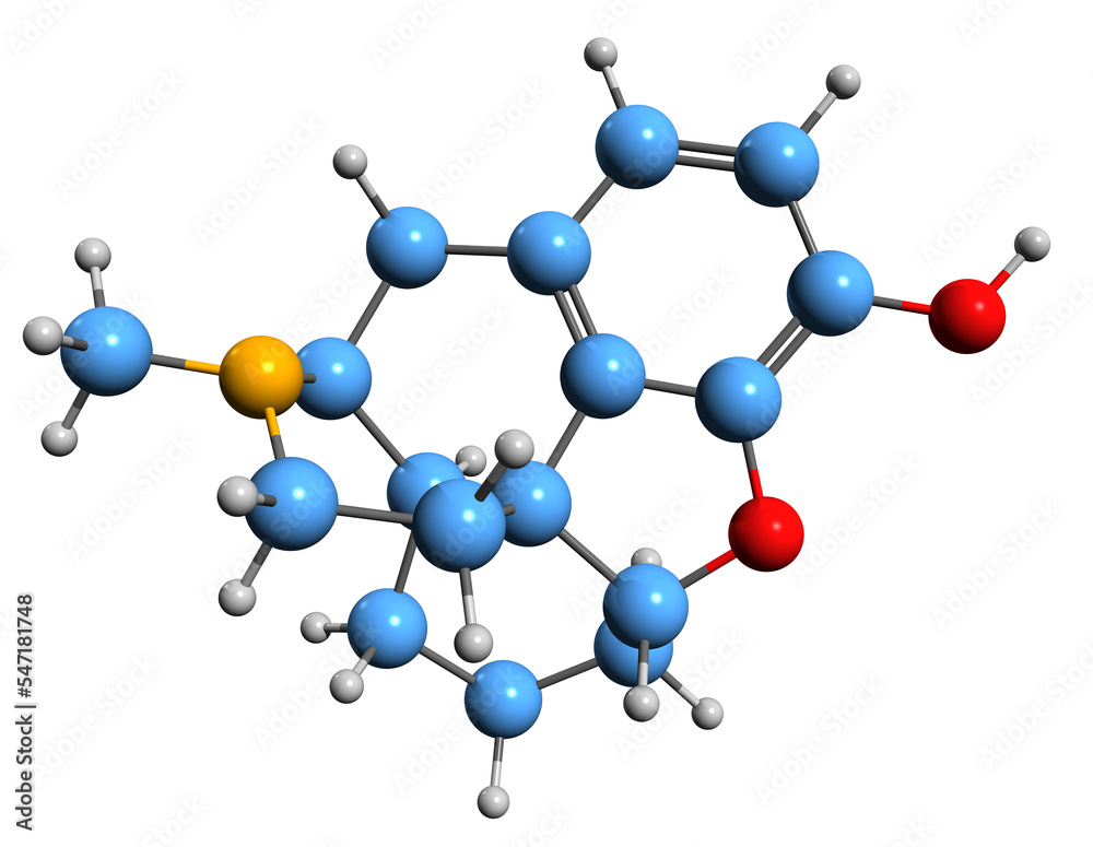 3D image of Levorphanol skeletal formula - molecular chemical structure ...