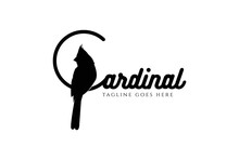Silhouette Of Cardinal Bird Logo Design Vector