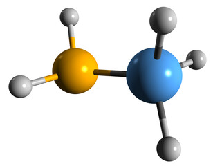 Sticker -  3D image of Methylamine skeletal formula - molecular chemical structure of Aminomethane isolated on white background
