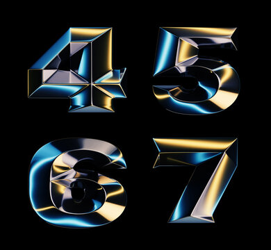 3d rendering of glossy chrome letters with shining lights effect