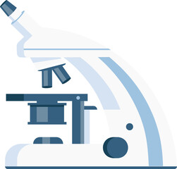 Poster - Microscope semi flat color raster object. Enlarging images. Full sized item on white. Instrument for laboratory research simple cartoon style illustration for web graphic design and animation