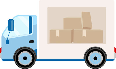 Poster - Vehicle for packages delivery semi flat color raster object. Boxes transportation. Full sized item on white. Freight shipping simple cartoon style illustration for web graphic design and animation