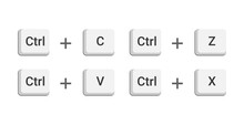 Vector Of Ctrl C, Ctrl V, Ctrl Z, Ctrl X Keyboard Buttons For Control, Copy, Paste, Cut. 