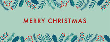 Merry Christmas Holiday New Year Red Green Banner Header Cover Photo Frame Border Vector Illustration Art Design