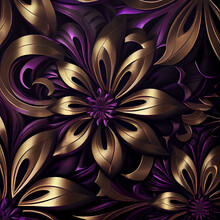 Purple And Gold Detailed Floral Pattern