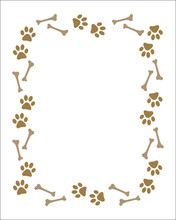 Animal Dog Paw Prints And Bones Frame.