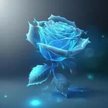 Holy Light,beautiful Spectral Light Blue Roses , The Petals Are Flashing Blue Light