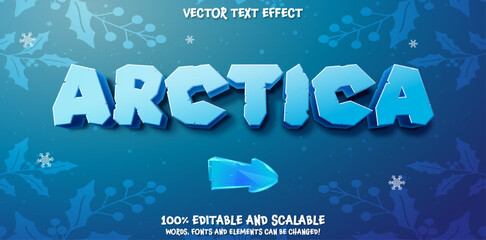 Wall Mural - Editable text effect - ice block style. Editable text effect in frost ice style on blue winter background 