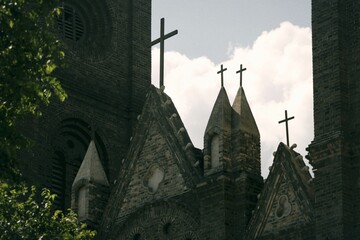 Wall Mural - Stony church building facade