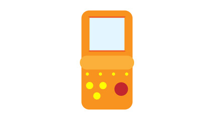 Poster - Old retro vintage hipster handheld game console with screen and buttons from 70s, 80s, 90s. Yellow icon. Vector illustration