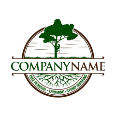 Tree service vintage logo design on white background