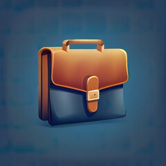 Poster - Businessman briefcase or schoolbag. Education, learning, business, finance concept. 3d 2d illustrated icon. Cartoon minimal style.