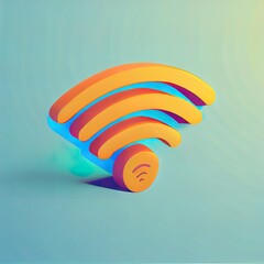 Poster - Wifi signal, connection and network symbol. 3d 2d illustrated icon. Cartoon minimal style.