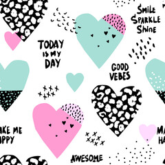 Aufkleber - cute pattern with hearts. texture background. wallpaper for teenager girls. fashion style