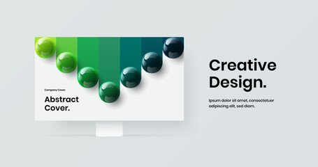 Clean landing page design vector layout. Bright computer monitor mockup site concept.