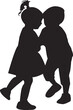 © turkishblue - two children playing together, silhouette vector
