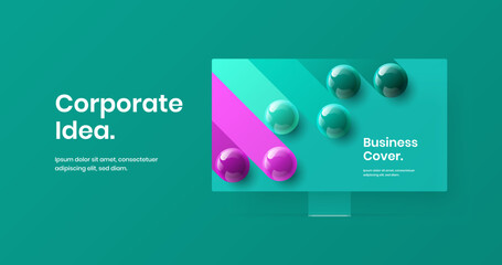 Creative computer monitor mockup banner concept. Modern landing page design vector layout.