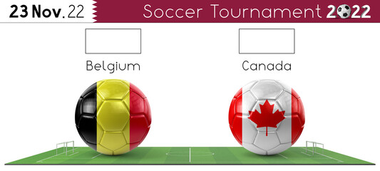 Poster - Belgium and Canada soccer match - Tournament 2022 - 3D illustration