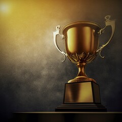 gold trophy cup prize winner with copy space