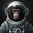 monkey in space, animal in space suit, space ape, funny ape,  animal, space,generative ai