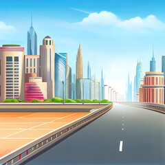 Wall Mural - Panoramic skyline and buildings with empty road