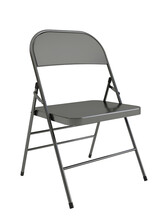 Grey Steel Folding Chair Mockup. Perspective. Transparent. Png