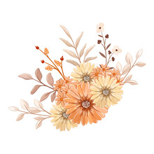 Orange Watercolor Flower Arrangement