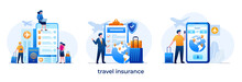 Travel Insurance Concept, Tourism Passport, Business Trip, Holiday, Traveler, Flat Illustration Vector Template