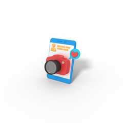 Wall Mural - 3d illustration of camera device on phone