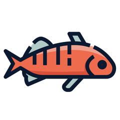 Wall Mural - Yellow perch fish. fish icon, filled outline style. Isolate on transparency background