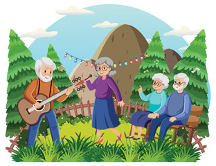 Wall Mural - Elderly people enjoying at park