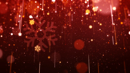 Wall Mural - elegant red christmas background with snowflakes and star falls.