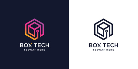 Wall Mural - Box tech logo design with modern concept