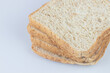 slices of bread on white background 