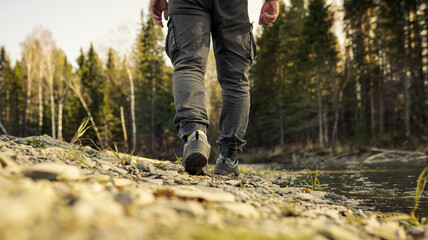 Canvas Print - mens walk in the countryside