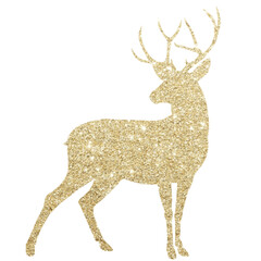 Wall Mural - christmas gold deer silhouette ,christmas gold reindeer isolated