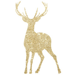 Wall Mural - christmas gold deer silhouette ,christmas gold reindeer isolated