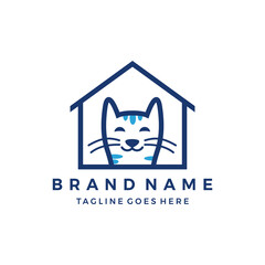 Sticker - Cat house logo design icon design vector illustration