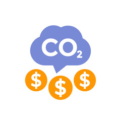 Canvas Print - carbon emissions cost icon on white