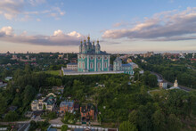 View Of The Ancient Assumption Cathedral In The Morning Cityscape (aerial View). Smolensk, Russia