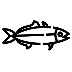 Wall Mural - fish icon, Outline style. Isolate on transparency background