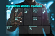 © AREE - Business man pointing their hand to the table of business model canvas is a pre-business planning and need to analyze the relevant factors before making a decision.
