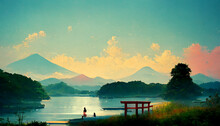 Summer In Japan With Fuji Mountain