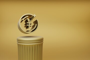 Poster - Beautiful abstract illustrations Golden Coin Yuan symbol icons on a golden column and wonderful background. 3d rendering illustration. Background pattern for design.