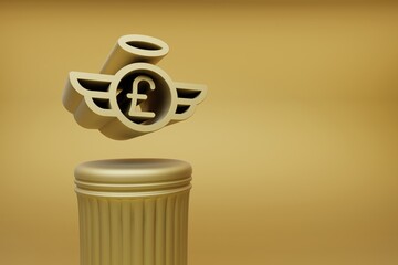 Aufkleber - Beautiful abstract illustrations Golden Pound Price symbol icons on a golden column and wonderful background. 3d rendering illustration. Background pattern for design.