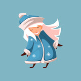 Fototapeta Na ścianę - Cartoon Snow Maiden. A New Year's character.