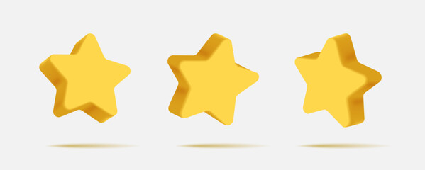 star icon in cartoon 3d style isolated on white background. vector illustration volumetric yellow st