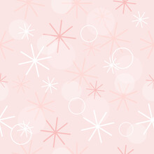 Seamless Pink Pattern With Snowflakes